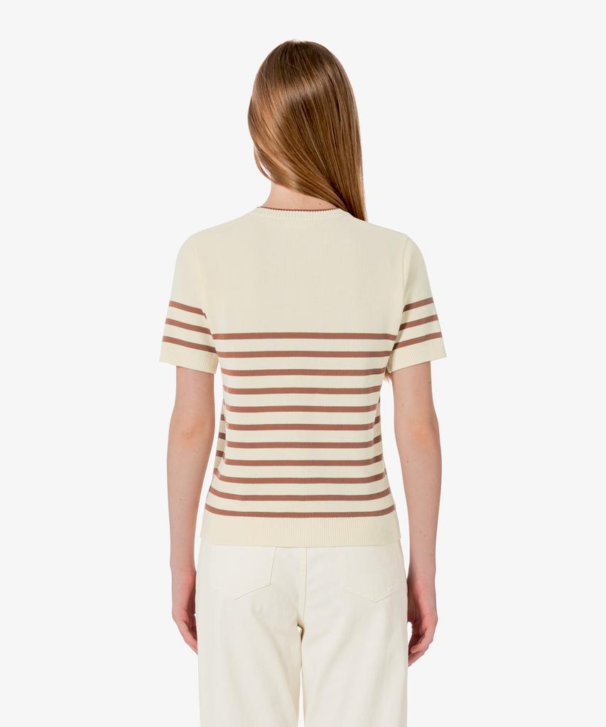LACOSTE Women'S Striped Short Sleeve Sweater Af415E-56G 056