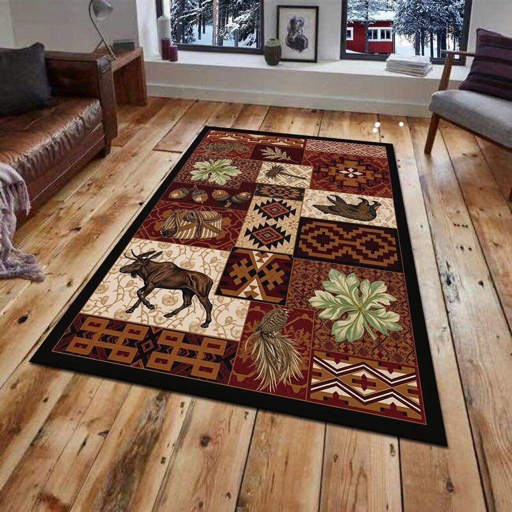 Retro Ethnic American Style Carpet for Living Room, Balcony & Bedroom