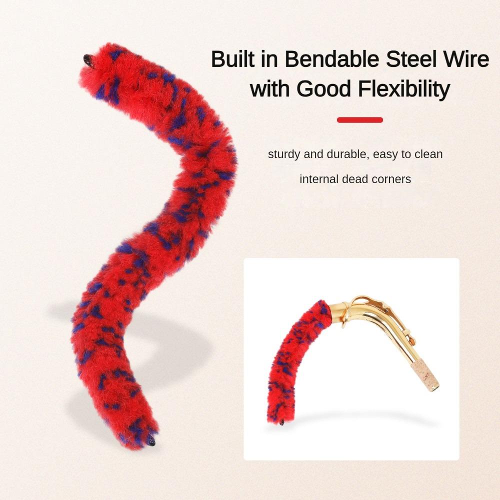 2PCS Red+Blue Saxophone Neck Cleaning Rod Cleaning Brush Kit Saxophone Neck Inside Tube Cleaning