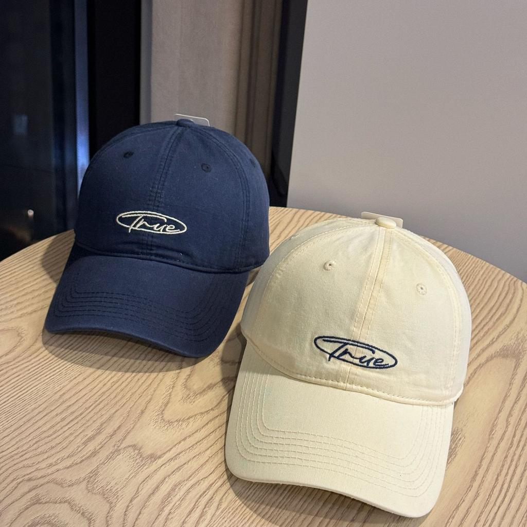 Korean-style fashion yellow letter embroidery Korean-style washed cotton baseball cap for young couples, suitable for outings, unisex sun hat