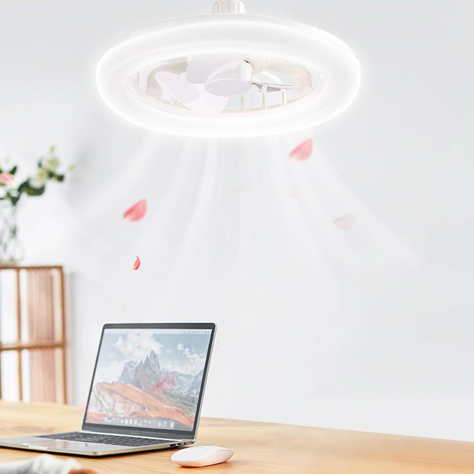 

E27 Стельовий вентилятор з підсвічуванням, закритий низькопрофільний вентилятор, стельовий світильник з вентилятором, прихований електричний вентилятор Delier Gimbal Lamp Holder Free Size білий