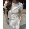Special Offer, Cotton Elastane Slim-fit Shoulder Short-sleeved T-shirt Women's Summer Short Tight High-waisted American Spice Girl Top