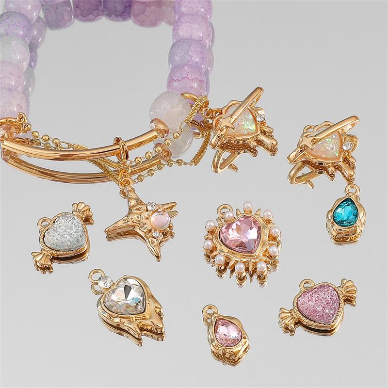 Γούρι Κράματος Διαμαντιού Καρδιά Αστέρι Φεγγάρι Μενταγιόν Κολιέ Βραχιόλι Σκουλαρίκια Αξεσουάρ Κοσμημάτων DIY