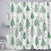 Christmas Trees Shower Curtain Merry Christmas Red Bathroom Curtain Xmas Winter Polyester Fabric Shower Curtain Set With 12Hooks