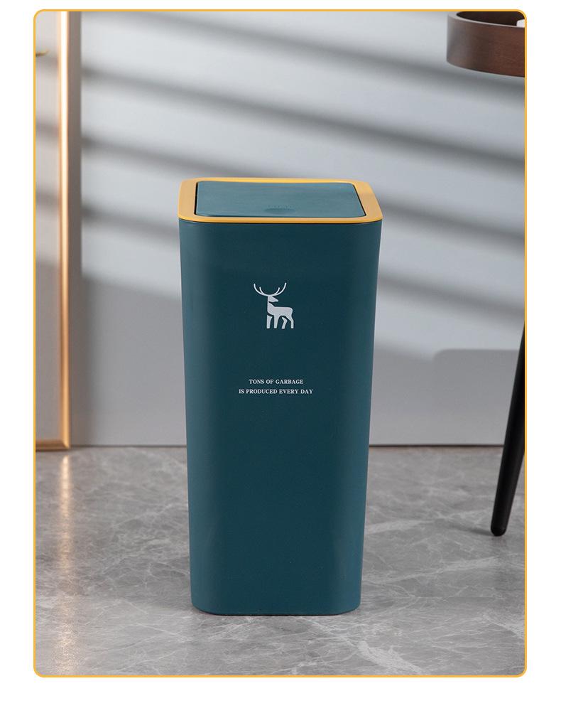 Creative Press-Type Trash Can with Lid for Kitchen & Bathroom – Large, Plastic, Multi-Compartment Storage Bin