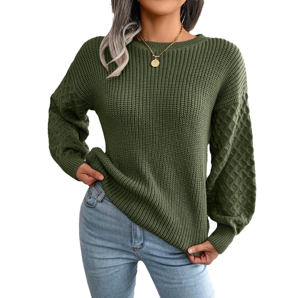 Women Casual Lantern Long Sleeve Knitted Pullovers and Sweaters Autumn Winter