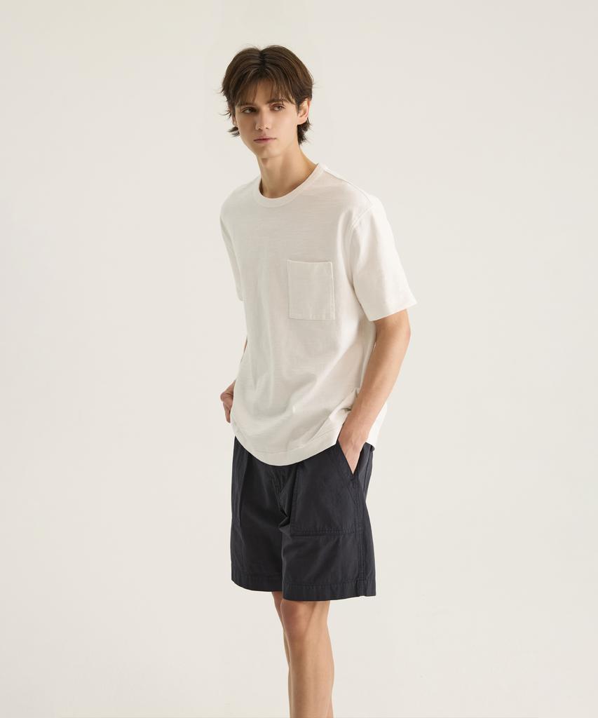 Oteumilkape Garment Dyed Broken Twill Fatigue Shorts - Navy