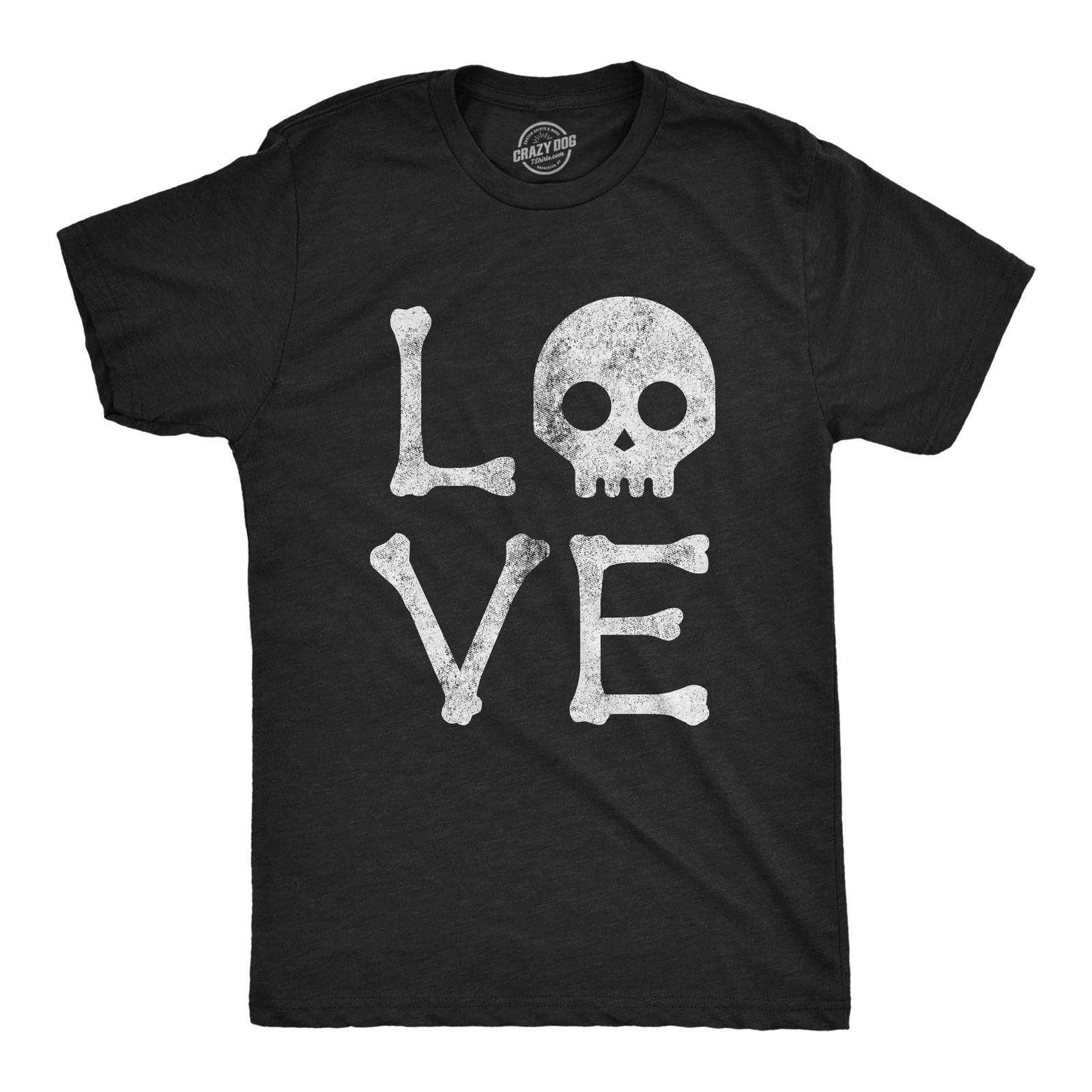 Mens Love Skull T Shirt Funny Skeleton Bones Halloween Party Graphic Tee XXXXL