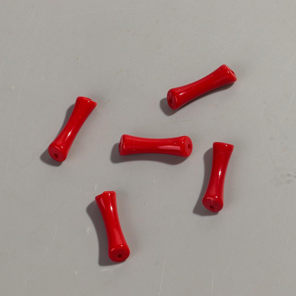 

20pcs/bag Mixed Color Acrylic Thin 7x26mm Bamboo Curved Tube Loose Beads for DIY Bracelet Necklace Jewelry Craft Accessories 7x26mm-20pcs красный