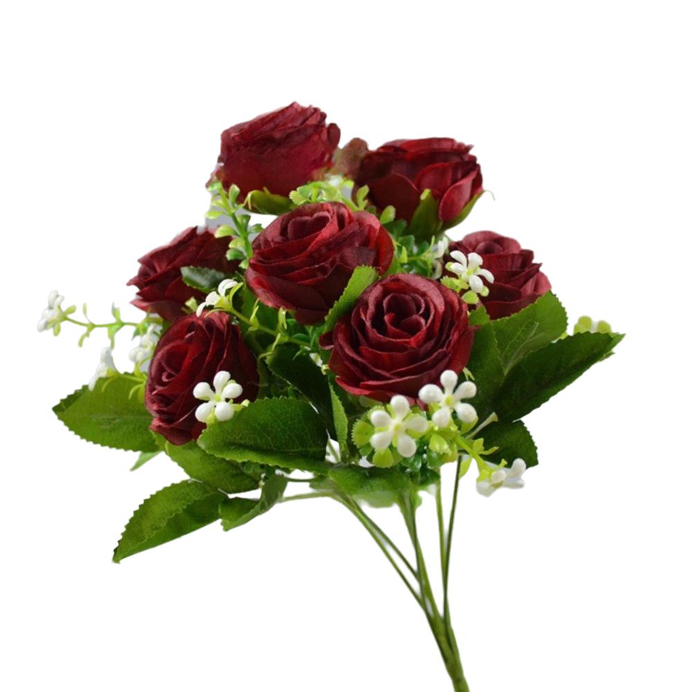 30CM Hedvábná kytice růží 7 hlav Umělá růže Realistické umělé květiny Svatba Domácí dekorace