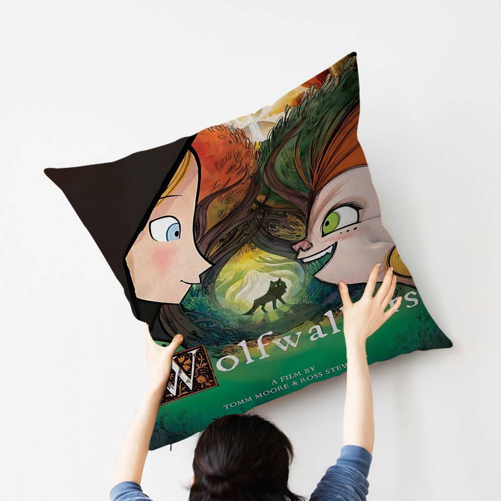 Anime W-Wolfwalker Stitch Glücklicher Drache Kissenbezug Sofakissenbezug Heimzimmer Dekoration Kindergeschenk