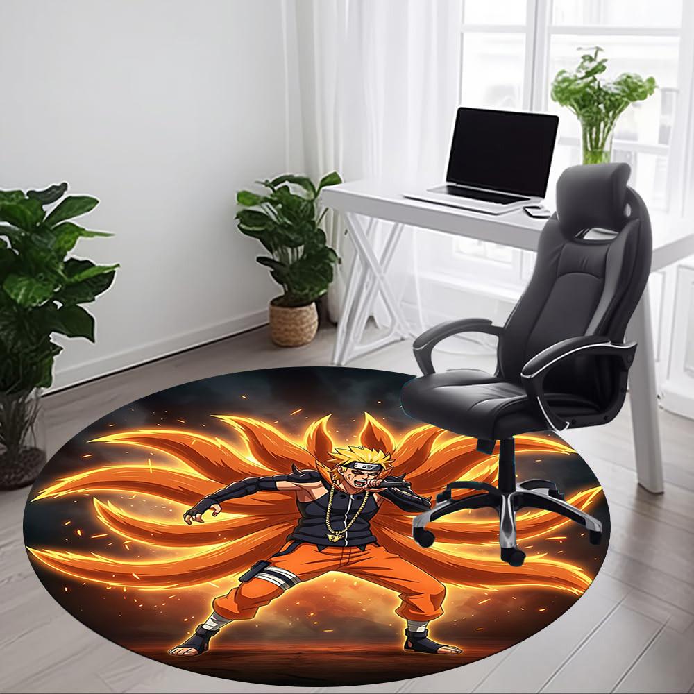 1pc Naruto Nine Tails Chair Carpet for Office - Indoor Non-Slip Washable Polyester Fiber Carpet, Soft Comfortable Mat For Office yy250928031