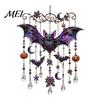 Whimsical Bat And Black Cat Decor Halloween Acrylic Wind Chime Pendant, Crystal Suncatcher Hanging Ornaments, Decorative Luminous Pumpkin Porch
