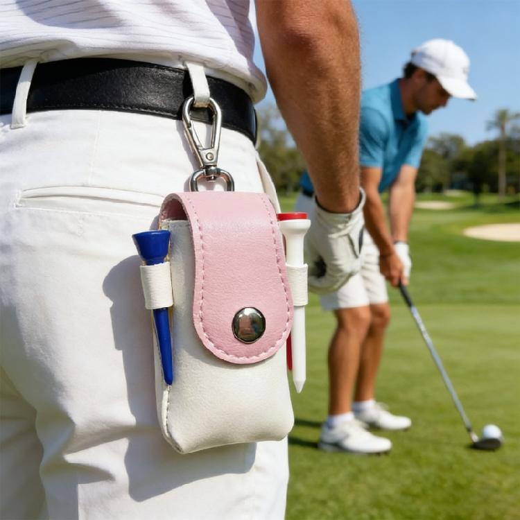 PU Leather Golf Ball Pouches With Keychain Hook Waterproof Golf Ball Organiser Bag for Small Accessories Management