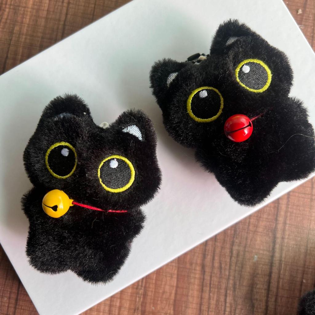 Cartoon Black Cat Plush Toy & Squeaky Bag Charm - Cute Kitten Ornament Gift