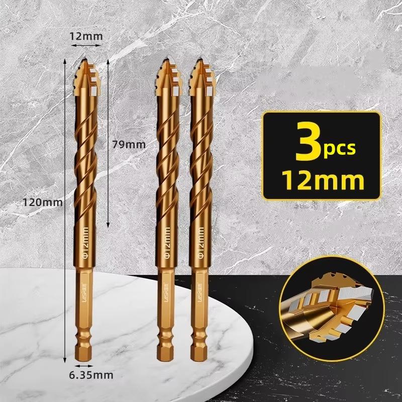 Upgraded Four-edged Sawtooth Drill Bit Professional Carpentry Tools For Glass Ceramic Concrete Brick Metal Drill Bit Set