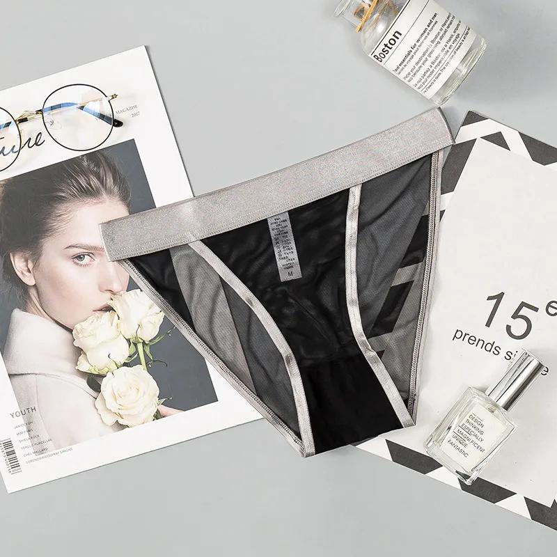 Women Sexy Mesh Transparent Panties Gauze Lace Lingeries Female Soft Solid Color Briefs Underpants Lenceria Para Damas Lingerie