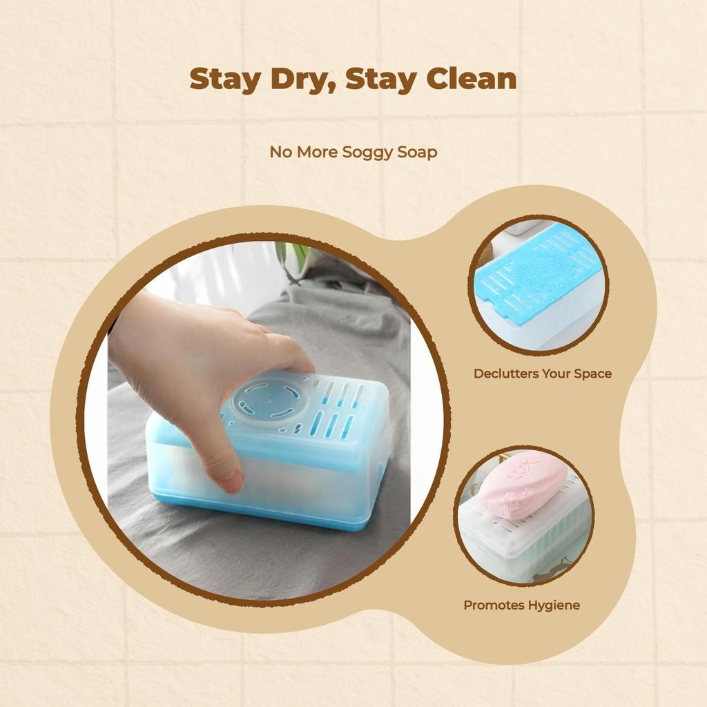 Soap Dish, Automatic Draining Rotating Holder, MultiFunctional Storage Box, Bathroom Gray 1
