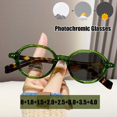 Women Vintage Photochromic Reading Glasses Unisex Trendy Outdoor Discoloration Presbyopia Men Female Far Sight Eyeglasses