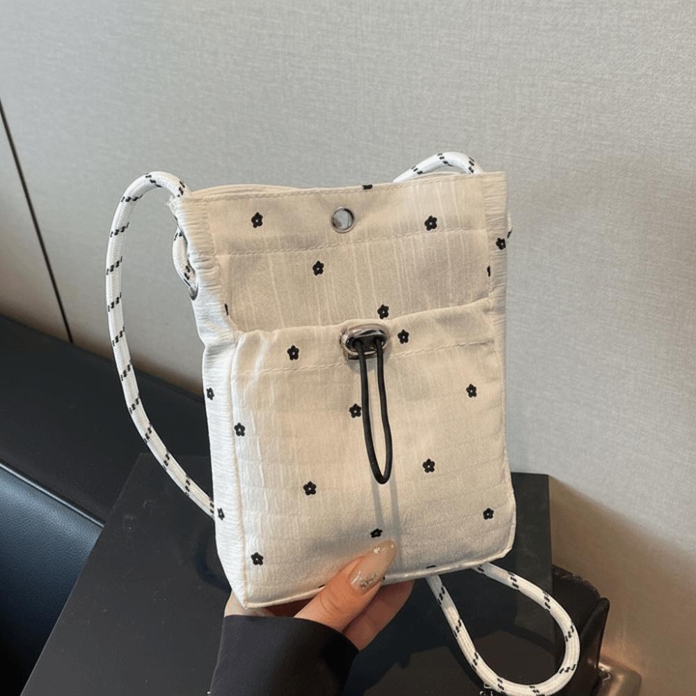 Flower Printed Pleated Cloud Crossbody Bag Lightweight Folded Slant Bag Phone Shoulder Bag Daily