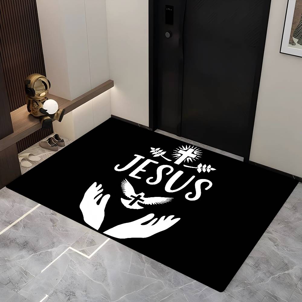 1 sztuka Chrześcijańska Mata Łazienkowa z Jezusem Dekoracja Pokoju Dziecięcego Sypialni Balkon Antypoślizgowa Wycieraczka Salon Dywanik Powitalny