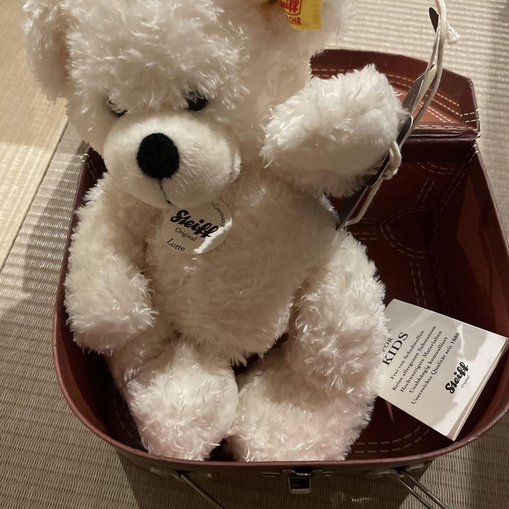 [USED] Steiff Teddy Bear Bag Box White