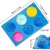 6-cavity Silicone Flower Shape Cake Molds,3 Packs Fondant Shape Decorating Ice Cube Trays Purple Blue Pink