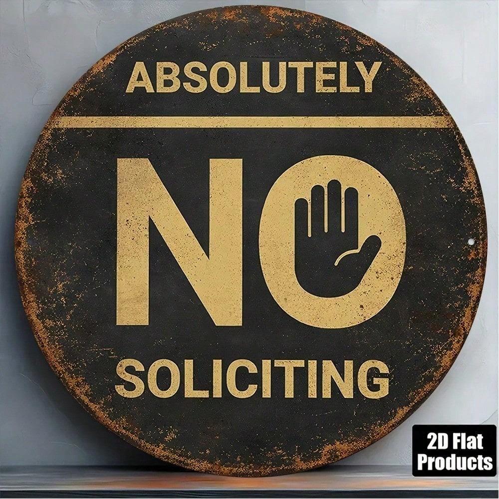 1pc 8x8in Vintage Round No Soliciting Sign Decorative Do Not Disturb Plaque for Home Office Store Gift