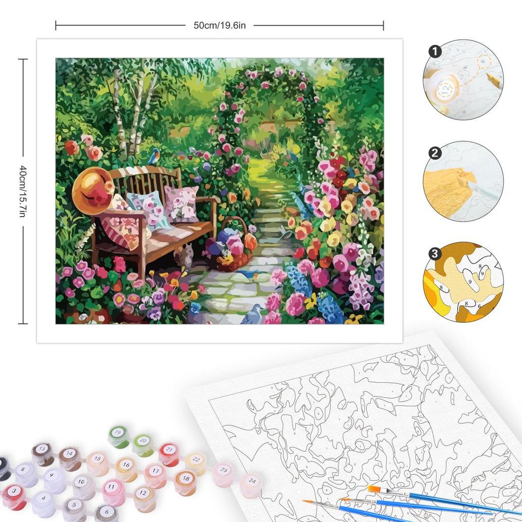 Frame Painting By Numbers For Adults Kits Garden Flowers Modern Wall Art Picture For Home Decors 40x50