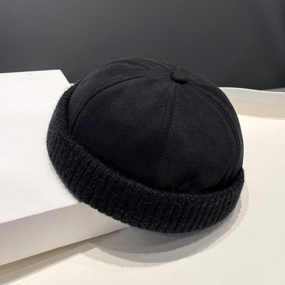 Solid Color Hip-hop Hat Adjustable Melon Skin Caps Casual Brimless Hat  Autumn Winter