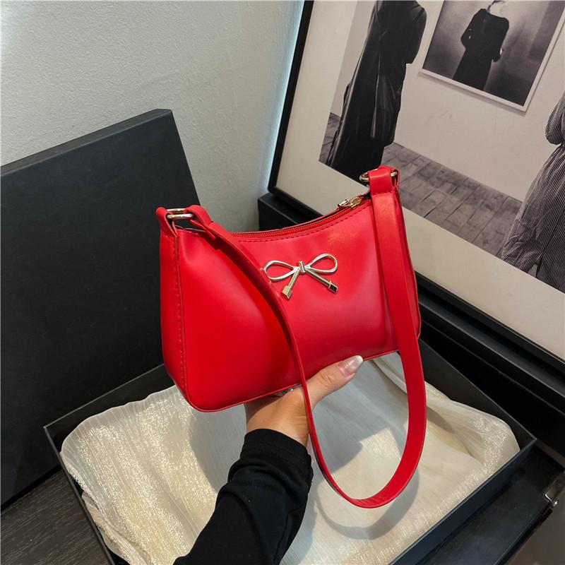 

Однотонный красивый бант, милый и продвинутый повседневный клатч на плечо, простая и универсальная портативная сумочка красный
