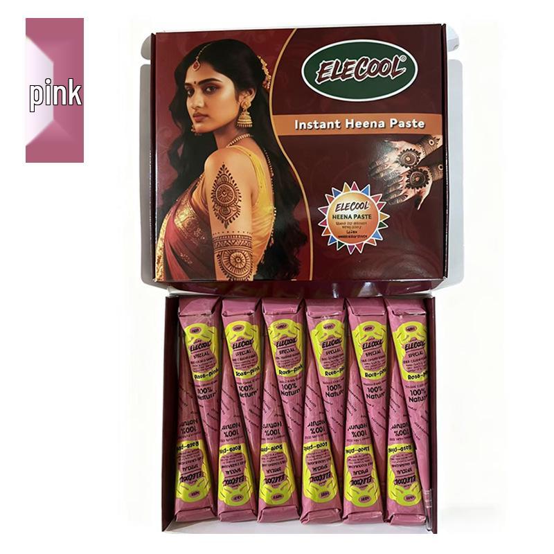 Plant-Based Henna Tattoo Paste: Hand-Painted Semi-Concealing Cream with Various Shades Available
