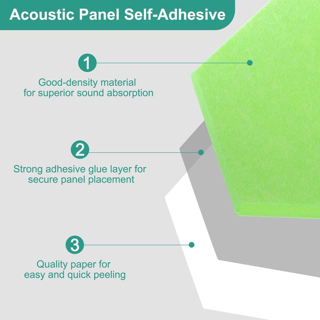 Uxcell 12-Piece Self-Adhesive Acoustic Panels, 12" X 10" X 0.4", Good Density Soundproof Padding, Hexagonal Soundproof Absorbent Panels, Insulation,