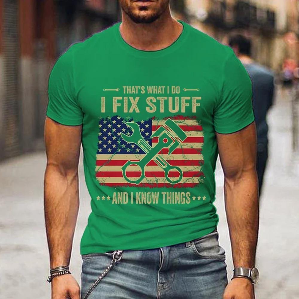 2024 New Mens Brand T-shirt THAT'S WHAT I DO I FIX STUFF Printed Summer Daily Casual Tops Tees Funny Fashion Men T Shirt Homme