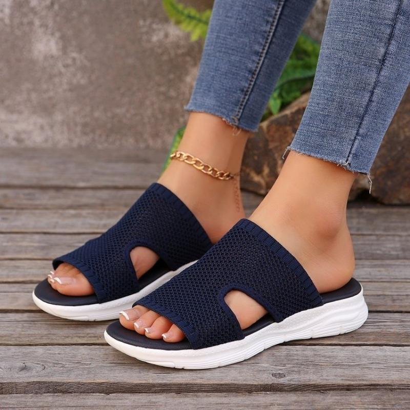 Women Thick Sole Mesh Hollow Breathable Wedge Mule Slides
