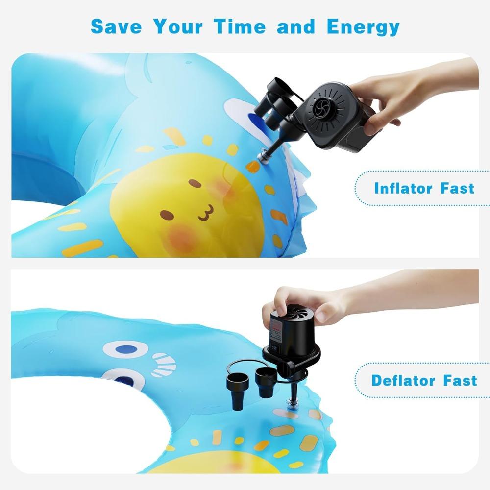 Electric Air Pump for Inflatables,Portable Quick-Fill Air Pump with 3 Nozzles,110-120V, Inflator & Deflator Pumps for Outdoor