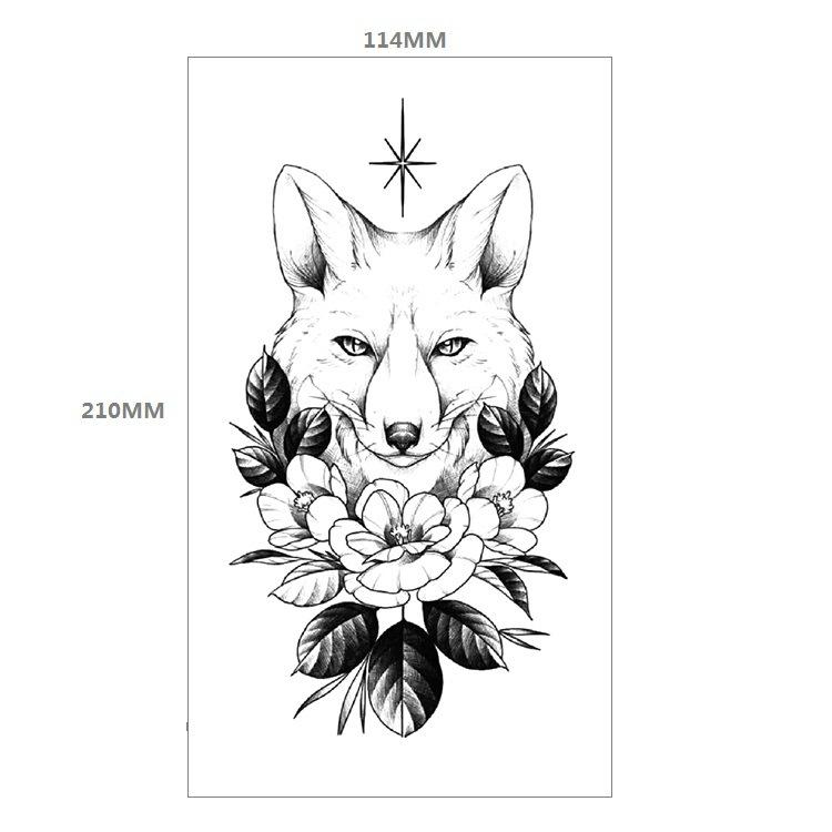 Red Rose Flower Arm Half Arm Tattoo Sticker Owl Hourglass Geometry Water Transfer Set Sticker