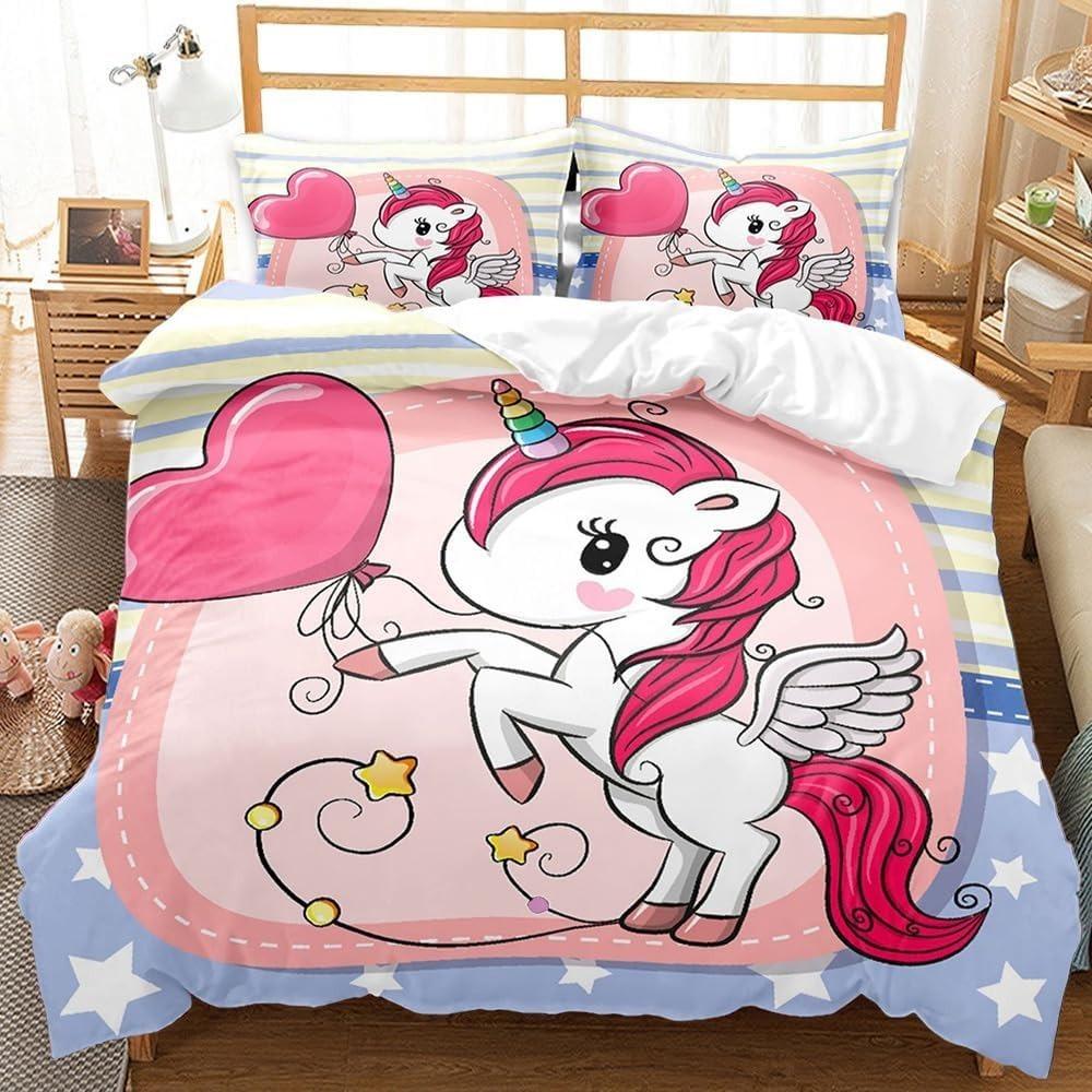 Unicorn 2/3 Piecebedroom setChildren'sGift Teenagers Adulte Microfibre Double Bed Single Bed Duvet Cover with ZipRoom Decor