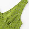 French green floral V-neck suspender dress women's summer pure desire wind ruffle leaf edge coffee break dress hip wrap dress