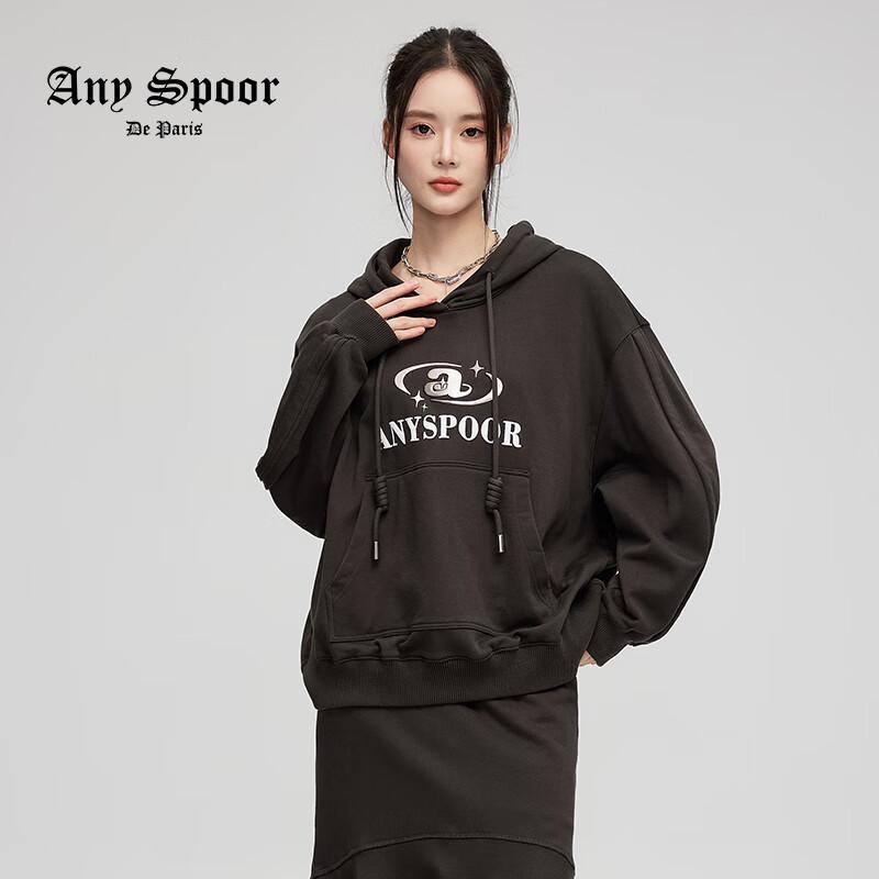 

ANY SPOOR Women s Letter Print Hooded Long-Sleeve Sweatshirt S