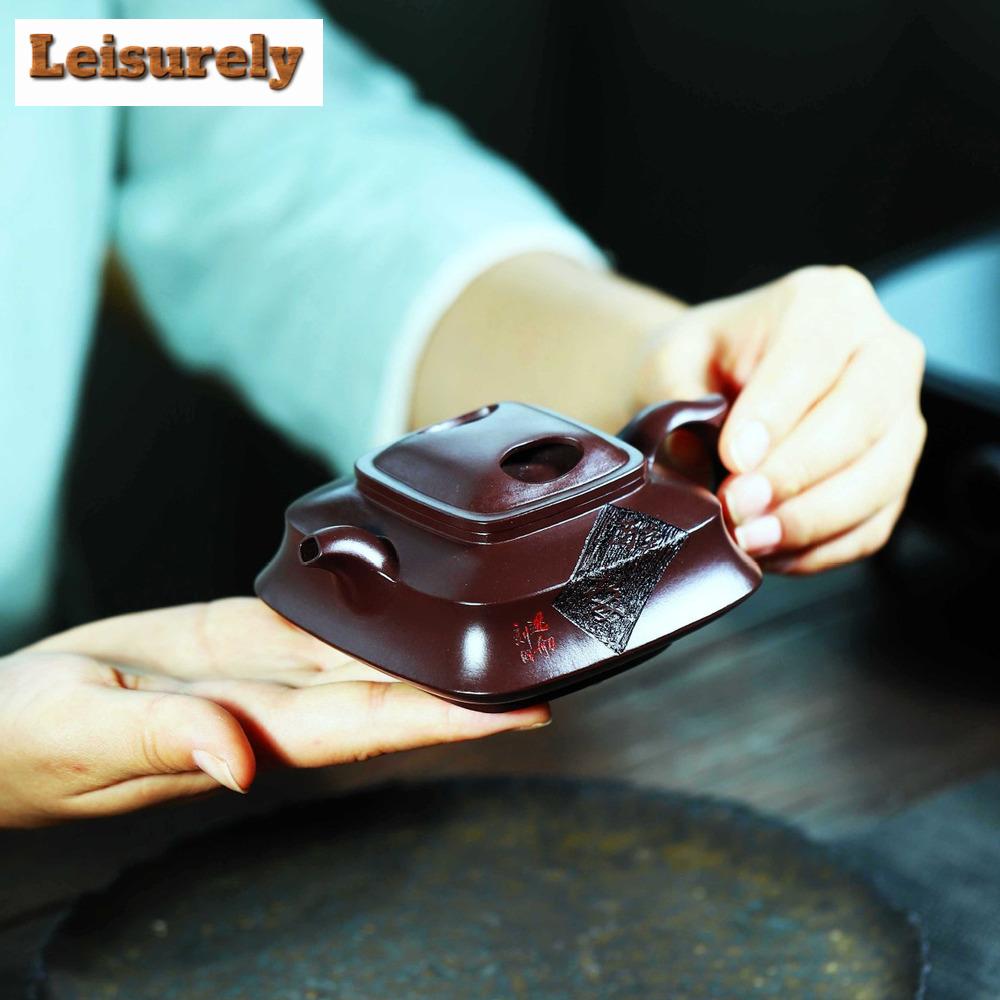 200ml Yixing Purple Clay Teapot Famous Handmade Drunken Plum Filter Pot Raw Ore Purple Eggplant Mud Kettle Chinese Zisha Tea Set