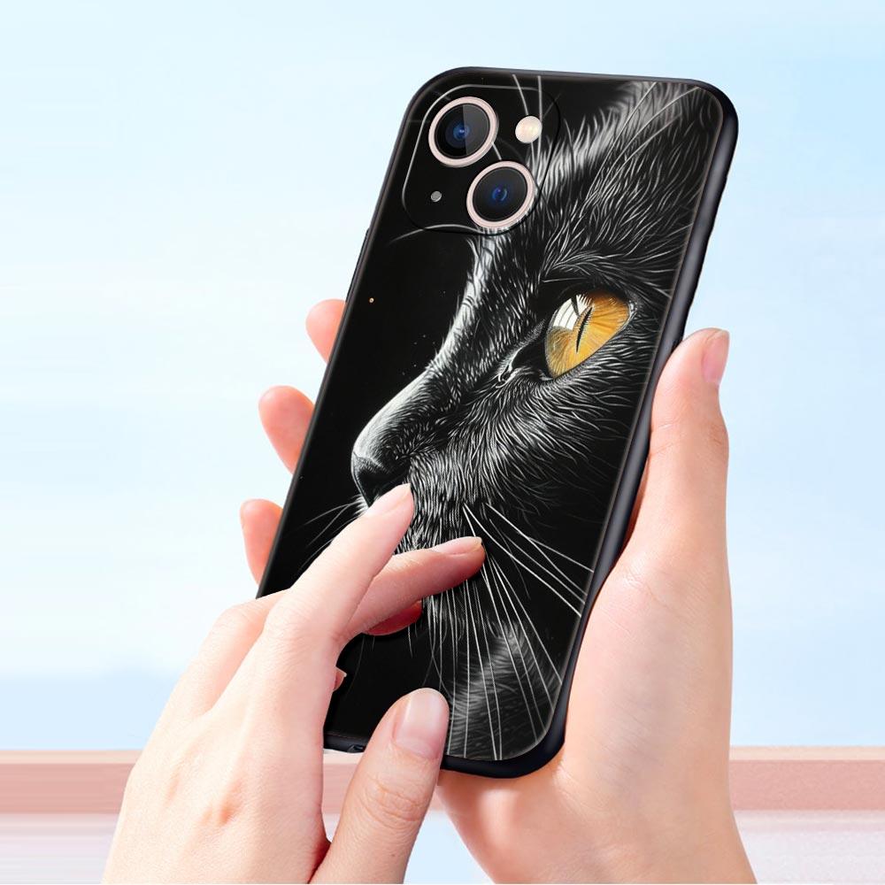 Cat Line Black Cats Phone Case For iPhone 17 16 15 Pro Max 11 12 13 14 7 8 Plus SE 2020 X XR XS Cover Soft Black