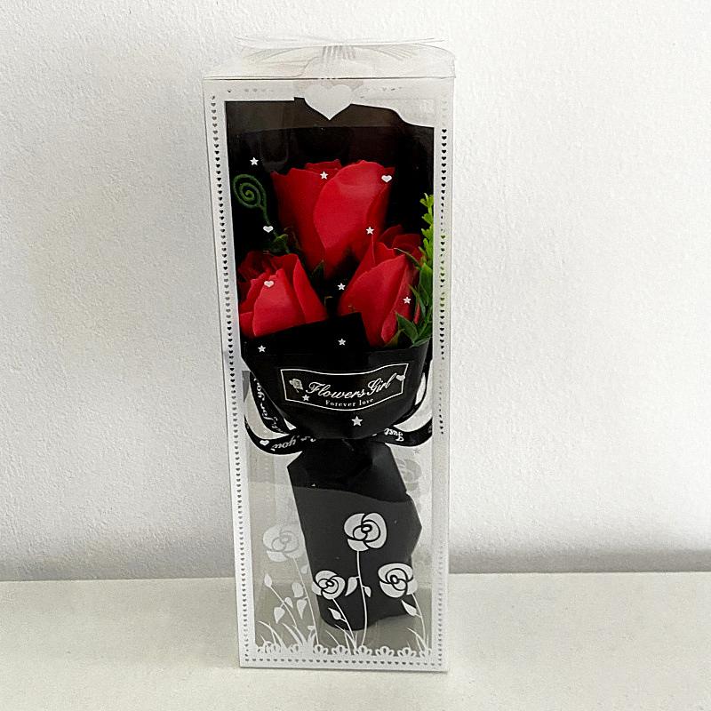 1 Set Luxury Soap Flower Arrangement for Valentine's Day 3 Rose Soap Bouquet Gift Box 9x7x25cm