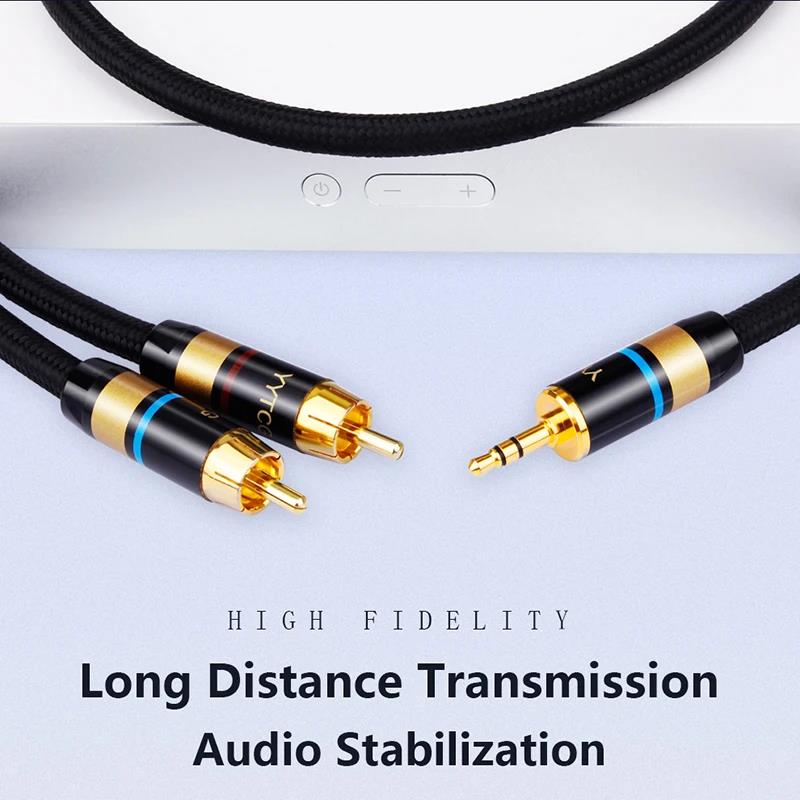 RCA Cable HiFi Stereo 3.5mm to 2RCA Audio Cable for Amplifier Mobile Phone Computer Desktop Audio AUX RCA Jack 3.5 Y SplitterGood product
