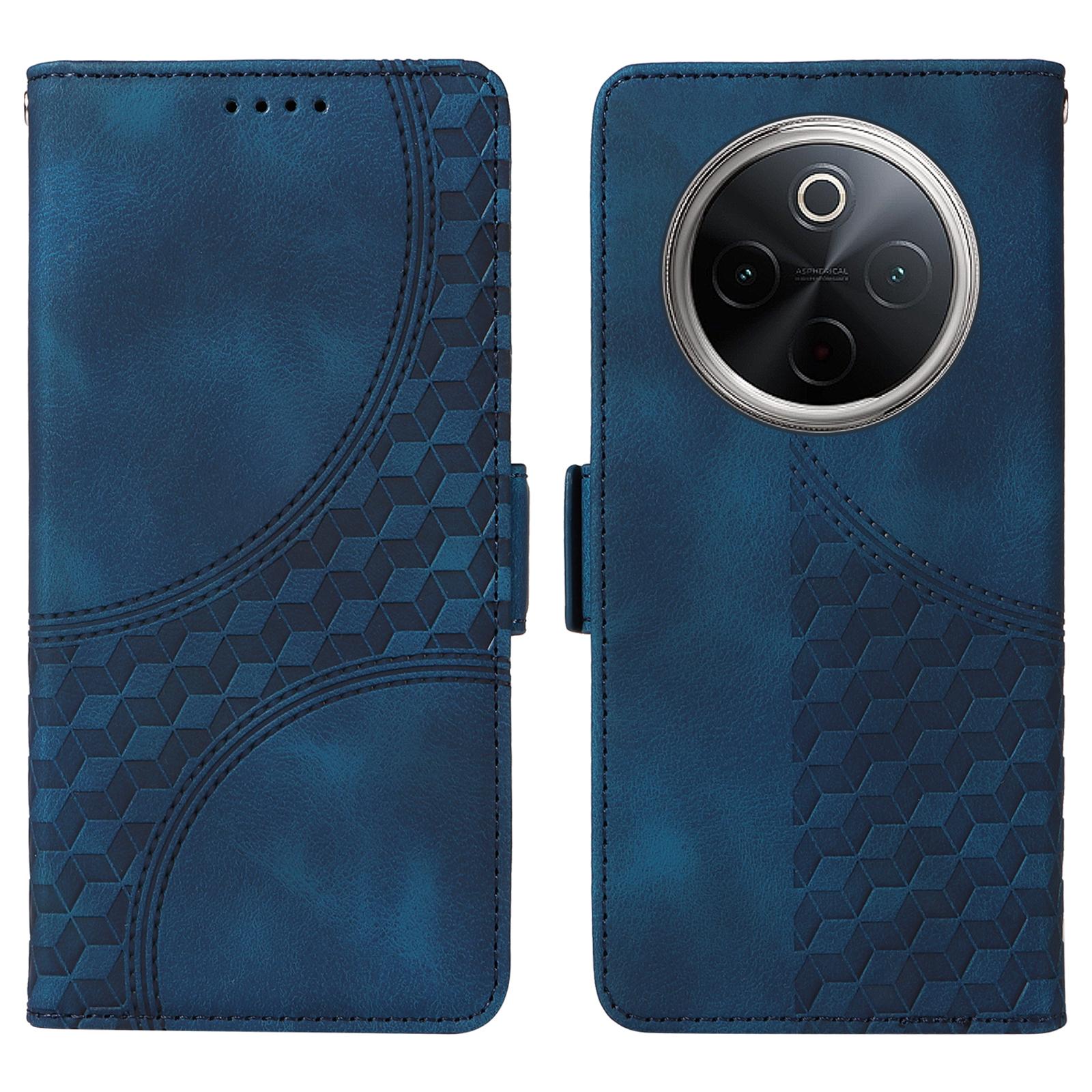 

Для vivo Y300 Pro 5G Чехол из ПУ кожи Чехол для телефона с ромбовидным звездным тиснением Blue