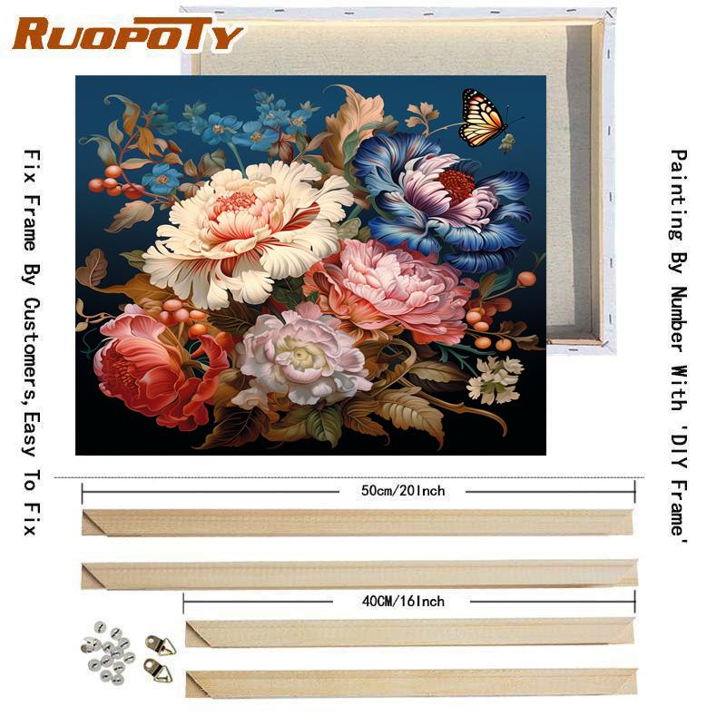 RUOPOTY Acrylic Painting By Numbers Original Gifts Paintings On Number Flowers Coloring By Numbers For Adults DIY Crafts Home