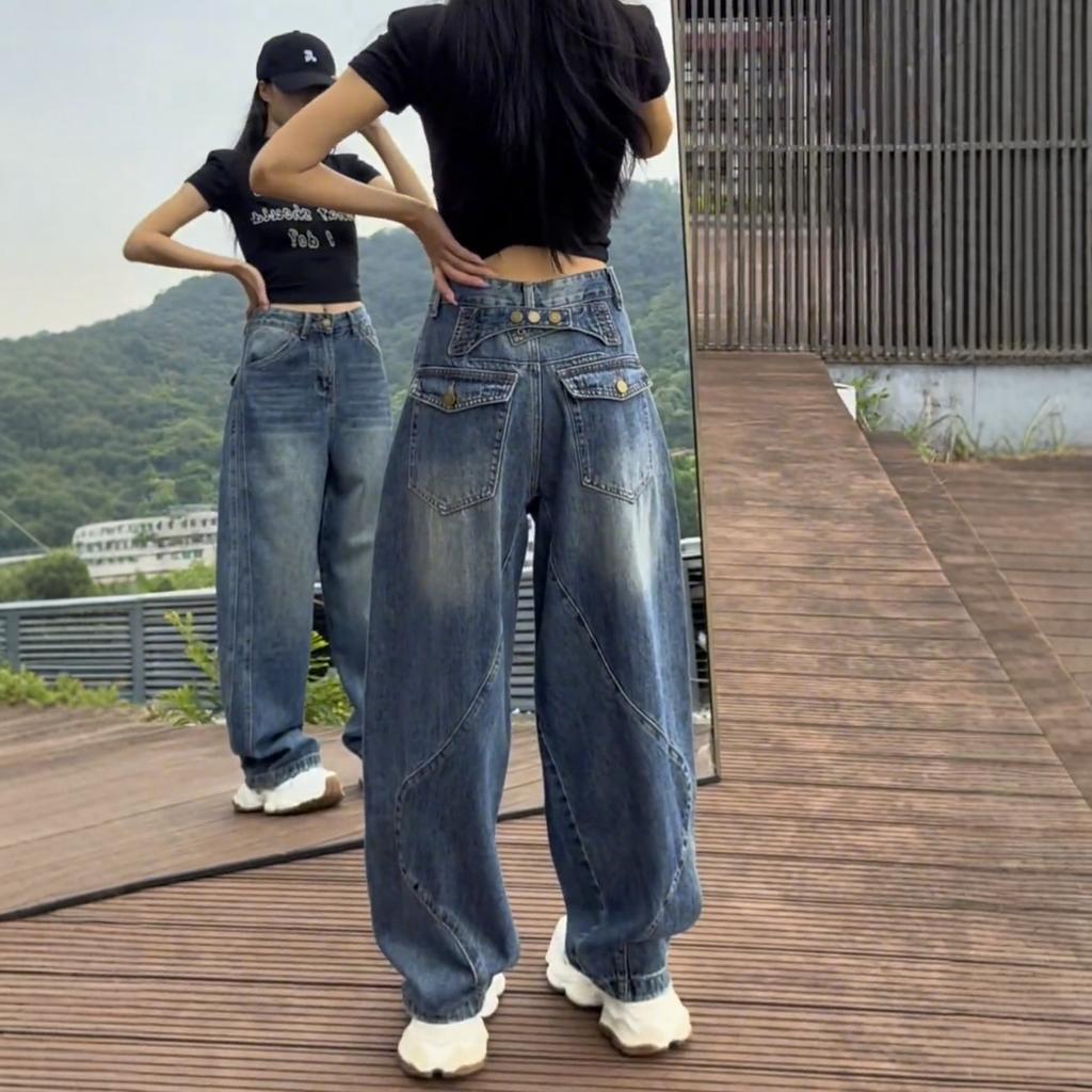 High Waist Wide Leg Jeans Women's Thin Denim Pants Loose Fit Straight Full Length Jeans Plus Size Casual