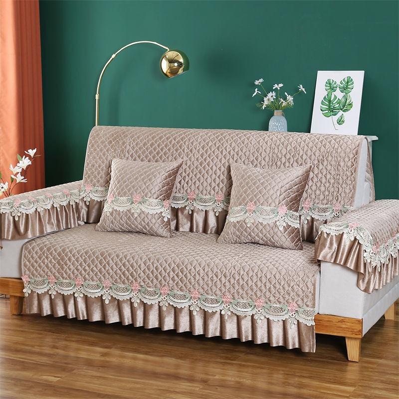 High End Lace Sofa Cushion All Seasons Three Person Anti Slip Seat Cushion Modern Sofas Cover Dust Proof Universal Towel Home Decoration