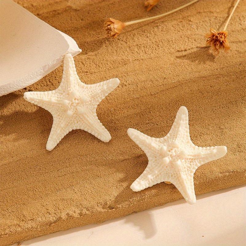 Set of 4 Elegant Starfish Hair Clips - Bohemian Style Resin Mermaid Tail Accessories, Perfect for Beach And Ocean-Themed Parties