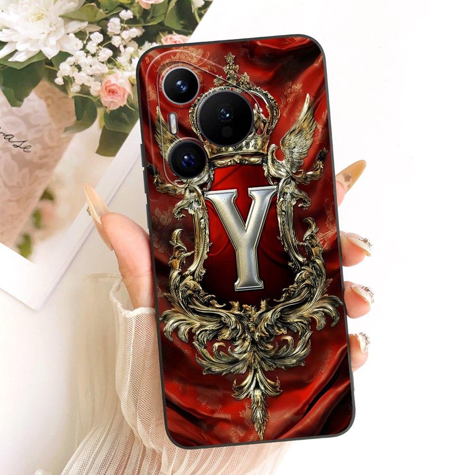 For Huawei Pura 70 Clear Case Aesthetic Luxury Crown Fashion A-Z Letters 2D Painted Soft Casing For Huawei ADY-LX9 ADY-AL00
